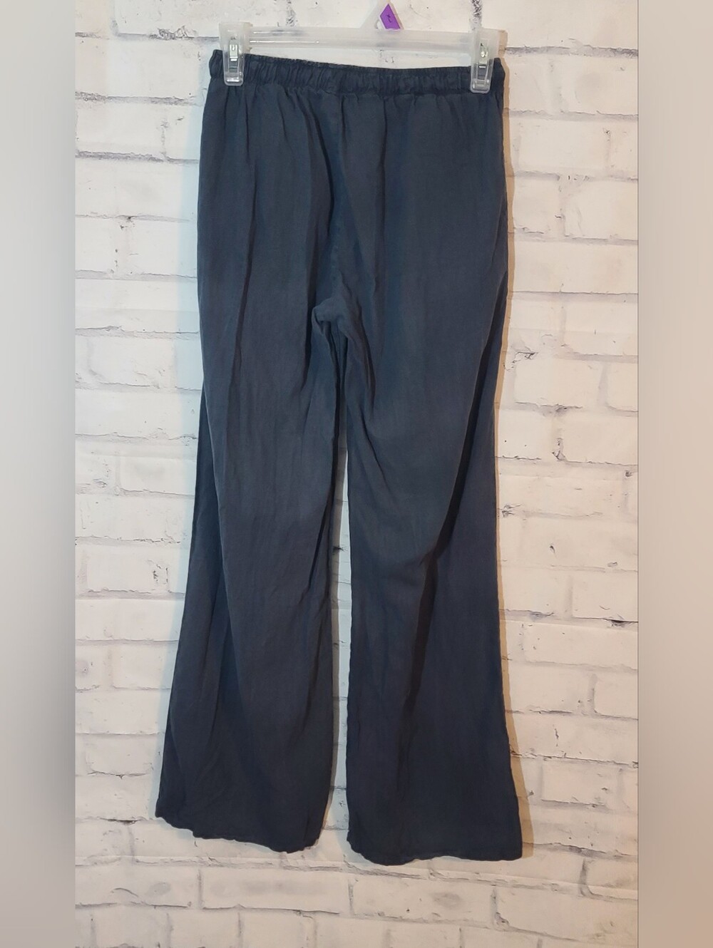 Subdued Linen Wide Leg Drawstring Navy Pants Small - Picture 2 of 5